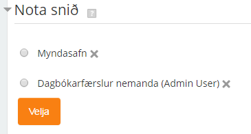 Tilbúnir gagnagrunnar í Moodle