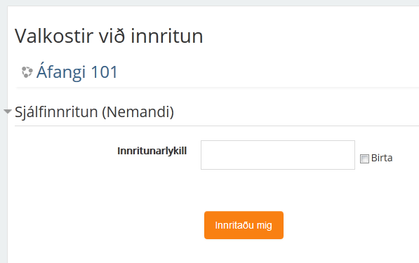 sjálfinnritun nemanda