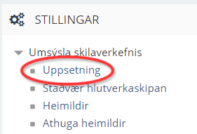 uppsetning verkefnis