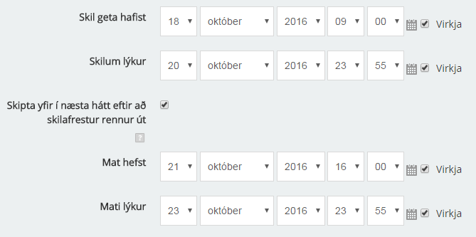 Framboð dag- og tímastillingar í verkstæði