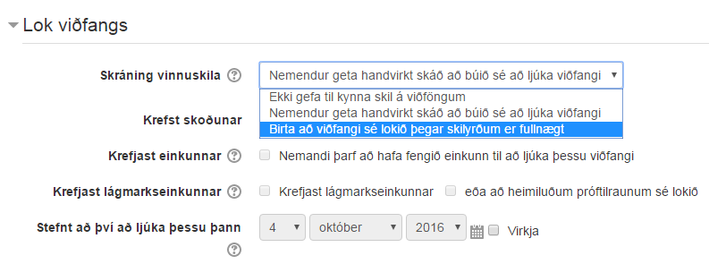 lok viðfangs - skilyrði