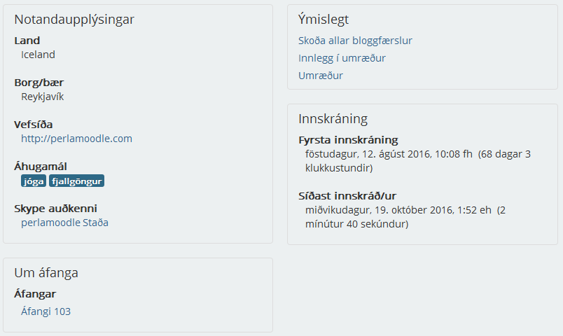 Upplýsingar um aðra notendur