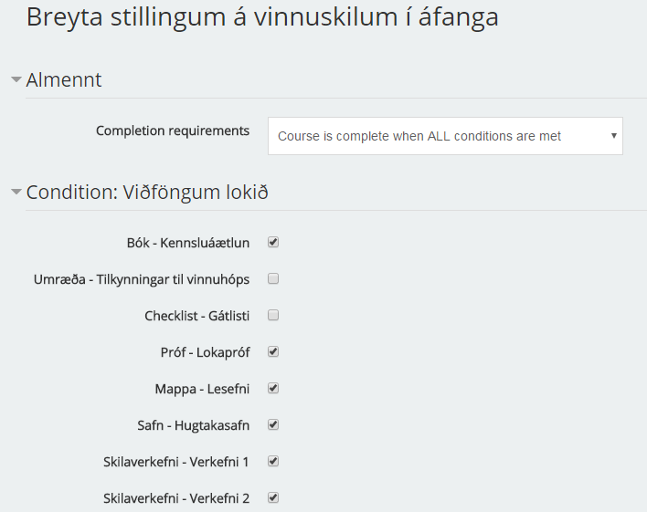 Vinnuskil í áfanga