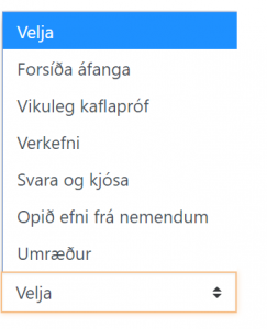 sýna einn hluta á hverri síðu