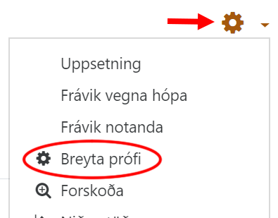 breyta prófi