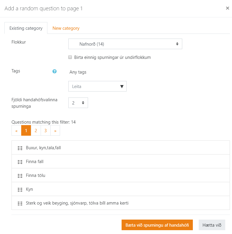 spurning af handahófi