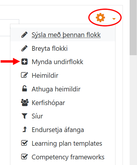 mynda undirflokk