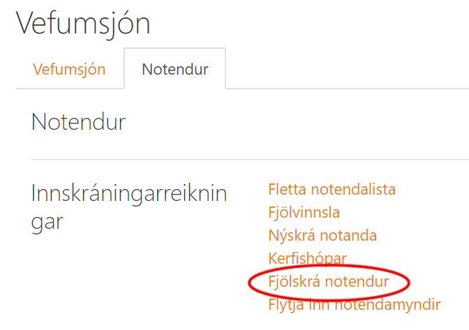 fjölskrá notendur