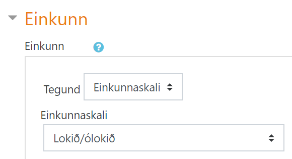 einkunnaskali lokið-ólokið